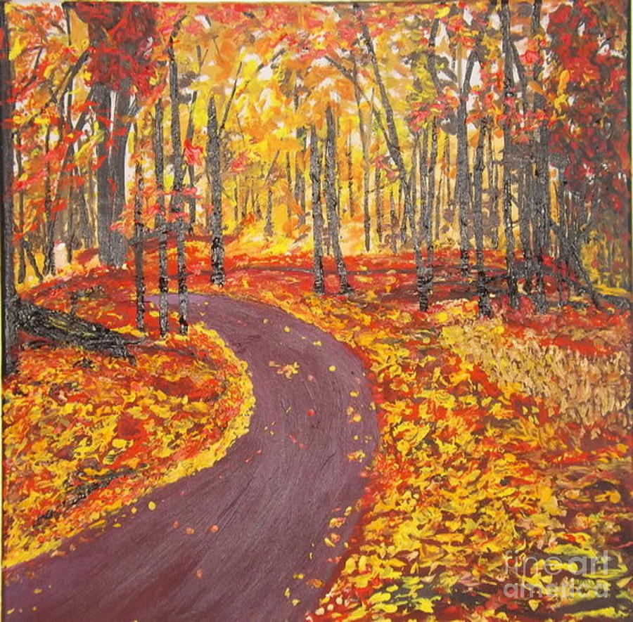 Vibrant Autumn Painting by Denise Morgan | Fine Art America