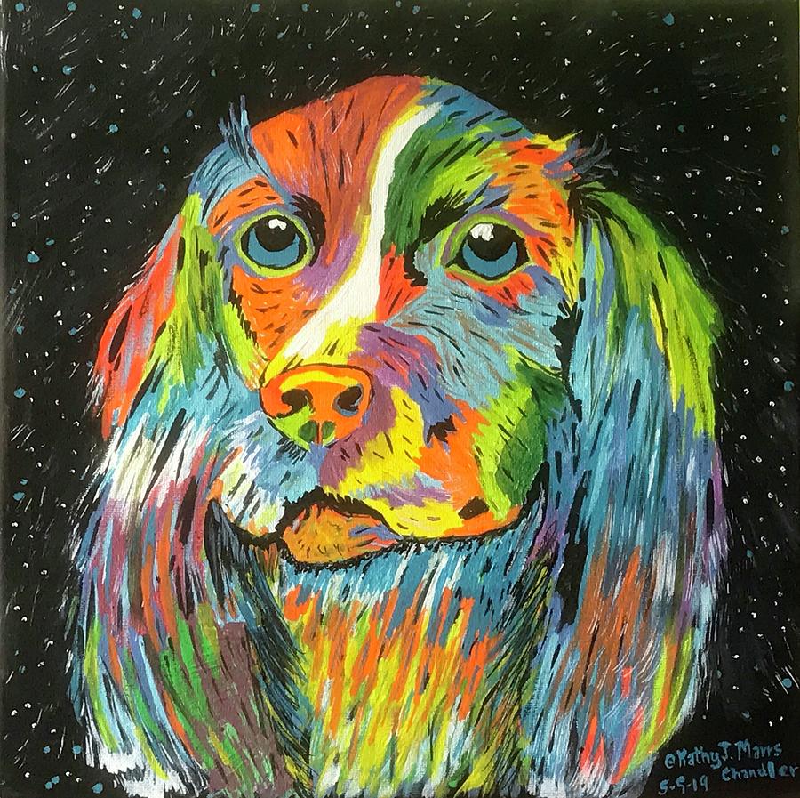 Vibrant Dog Painting by Kathy Marrs Chandler