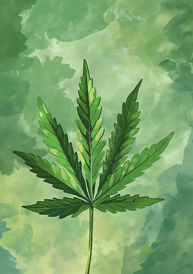 Vibrant Green Cannabis Leaf Digital Art by Trendy Art Vibrant Green Cannabis Leaf Digital Art by Trendy Art