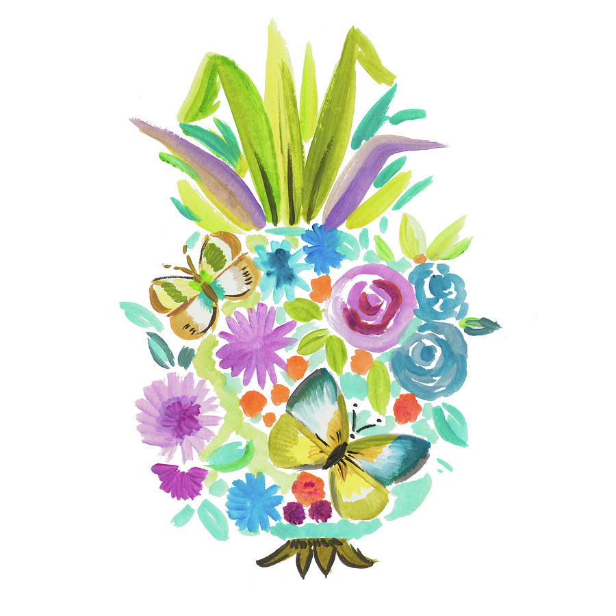 Vibrant Mixed Media - Vibrant Pineapple by Ani Del Sol Vibrant Mixed Media - Vibrant Pineapple by Ani Del Sol