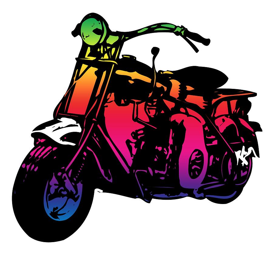 Vibrant Scooter with Full Color Spectrum, Super-Smooth Rainbow Gradient,  Extra Large, Super-Sharp Drawing by Kathy Anselmo - Pixels