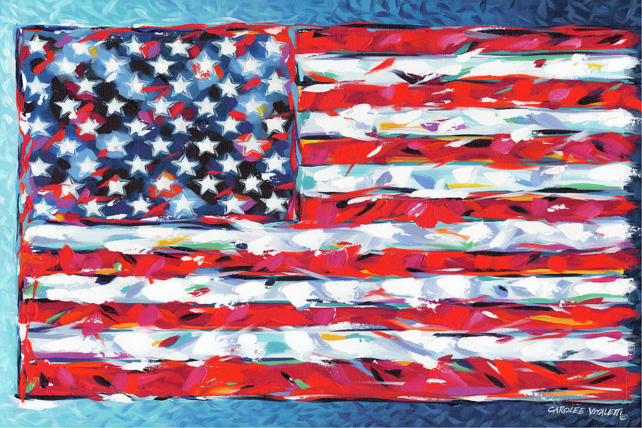 Flag Painting - Vibrant Stars & Stripes by Carolee Vitaletti