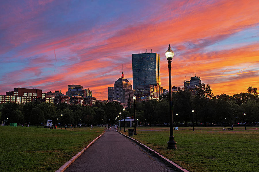 Vibrant Sunset over the Boston Common Boston MA Photograph by Toby