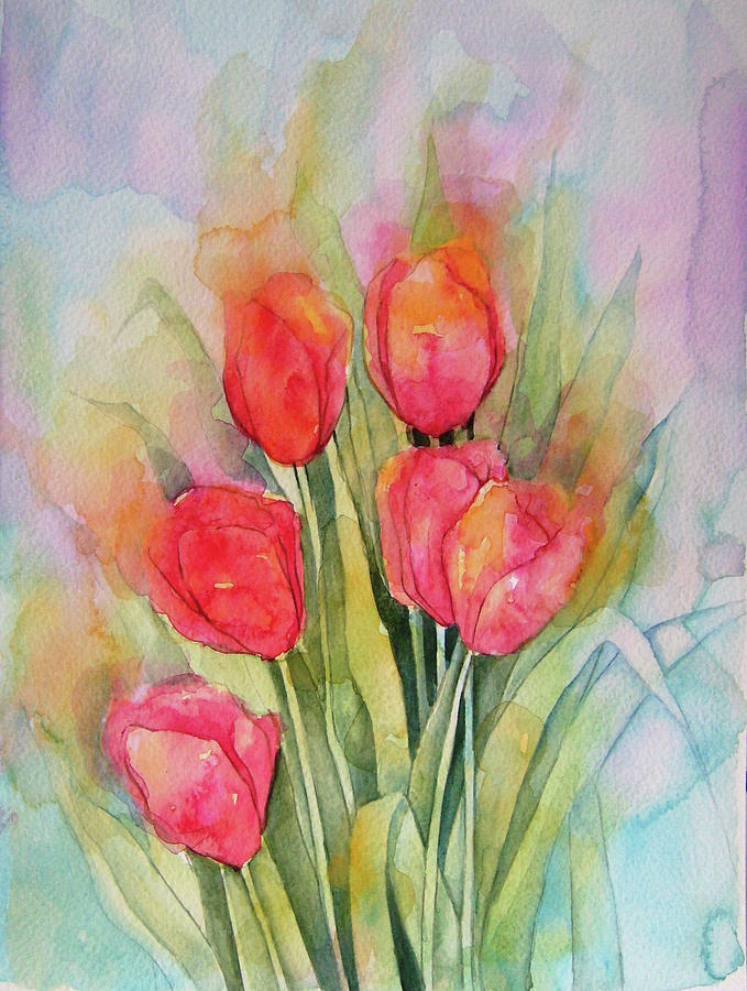 Vibrant Tulips Painting by Angie Livingstone - Fine Art America