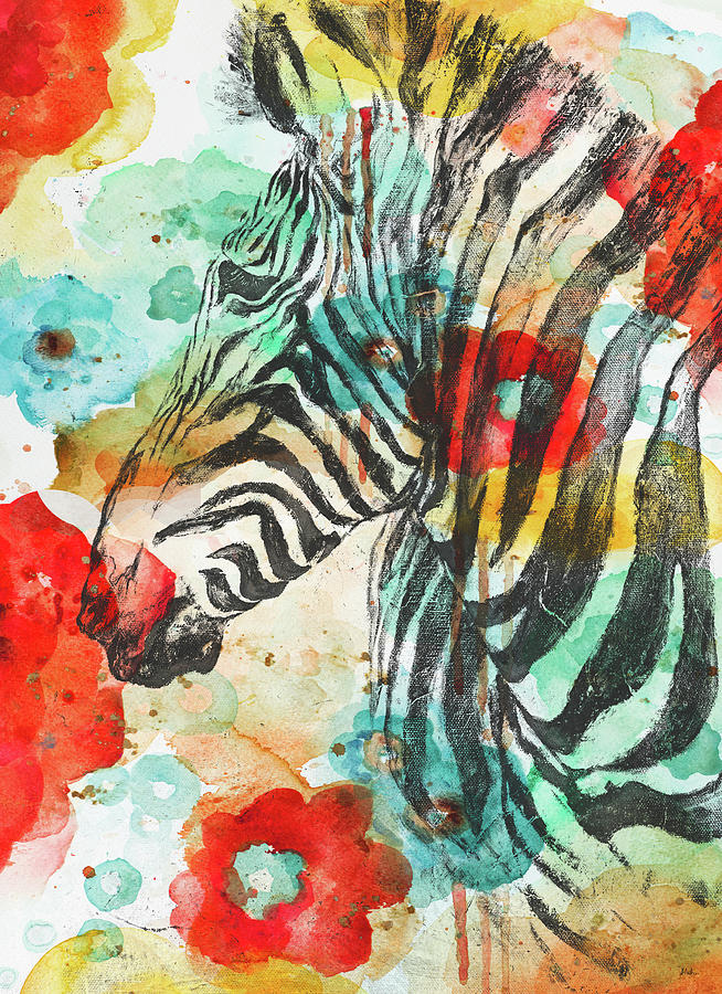 Animal Painting - Vibrant Zebra by Patricia Pinto