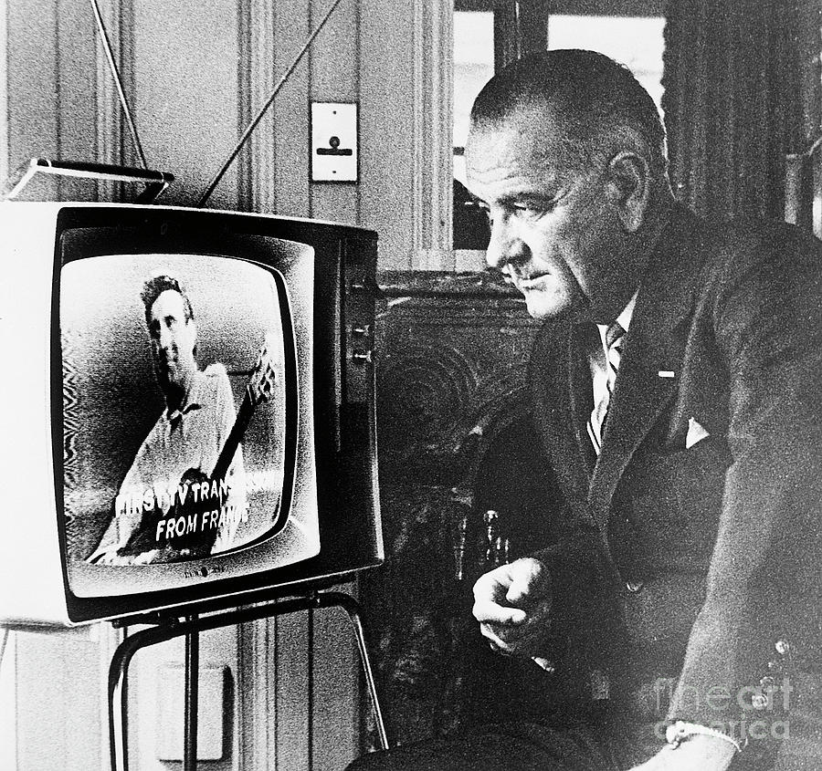 Vice President Johnson Watches Telstar Photograph by Bettmann