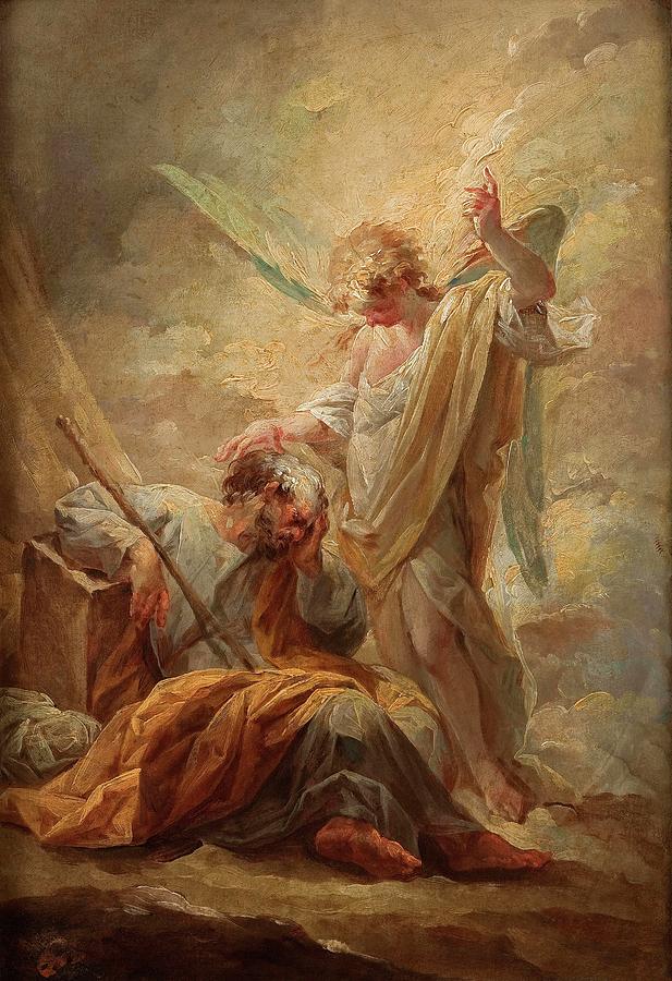 Vicente Lopez Portana / Saint Josephs Dream, 1791-1792, Spanish School, Oil on paper. Painting by Vicente Lopez Portana -1772-1850-