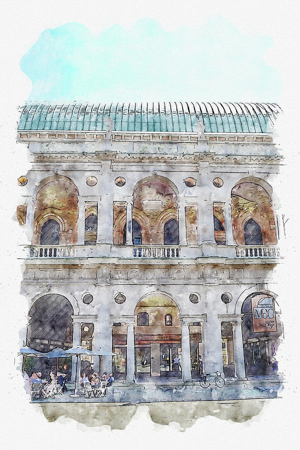 Vicenza #watercolor #sketch #vicenza #basilica Digital Art by TintoDesigns
