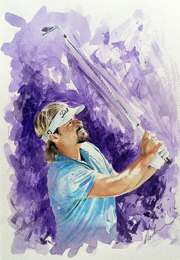 Golfing Painting - Victor Dubisson by Mark Robinson Golfing Painting - Victor Dubisson by Mark Robinson