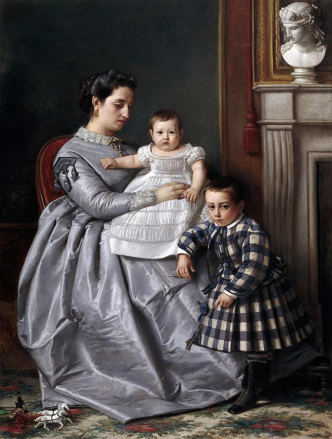 Victor Manzano y Mejorada / Retrato de la familia del pintor, 1864-1865, Spanish School. Painting by Victor Manzano y Mejorada -1831-1865-