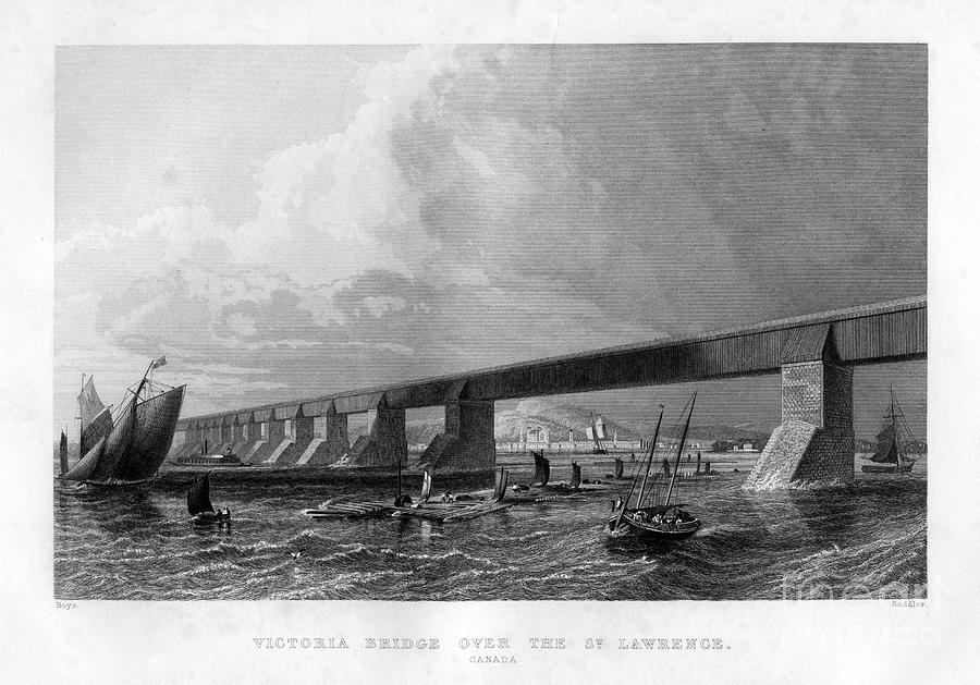 Victoria Bridge Over The St Lawrence Drawing by Print Collector