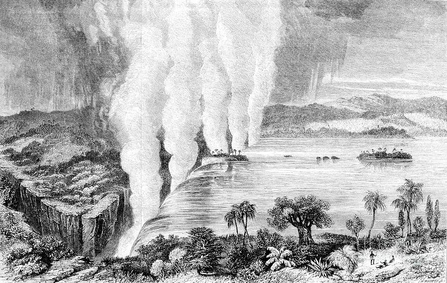 Victoria Falls, Africa, 1857 Drawing by Print Collector