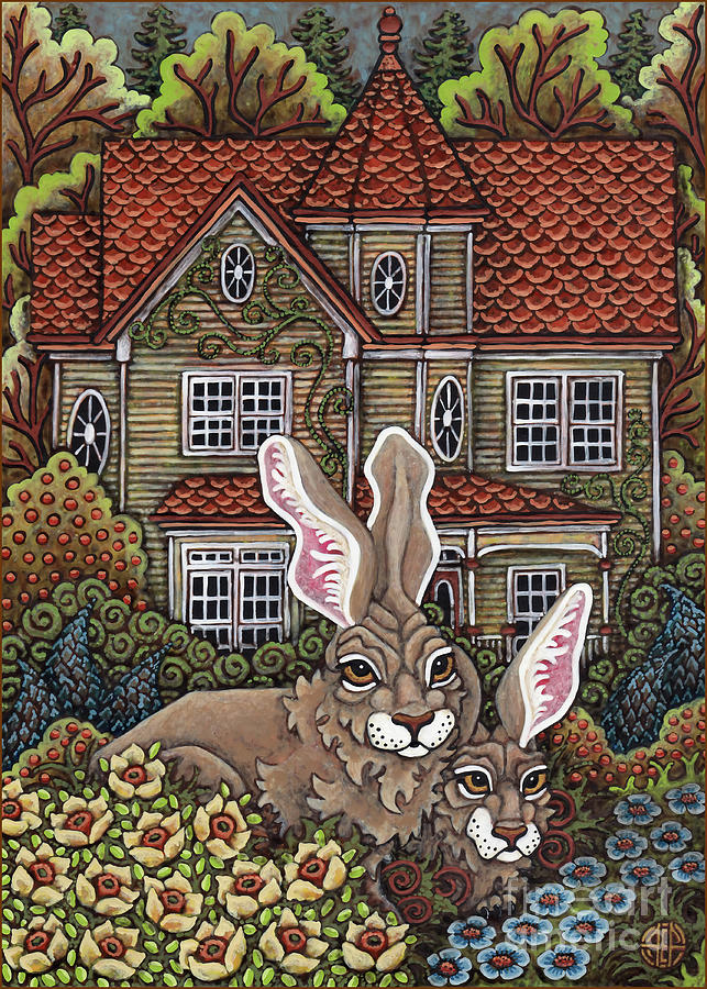 Victorian Hares 1 Painting by Amy E Fraser