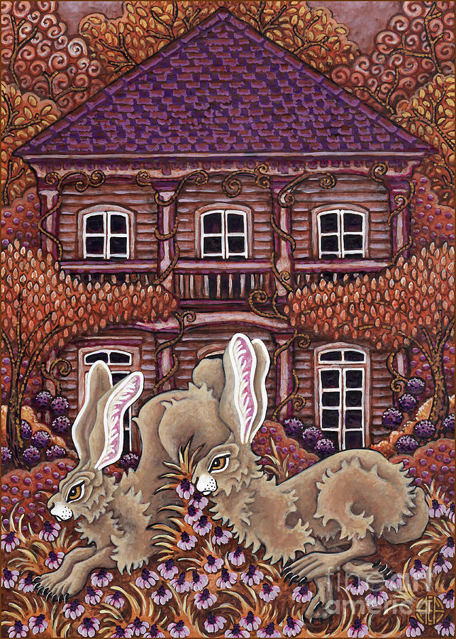 Victorian Hares 3 Painting by Amy E Fraser