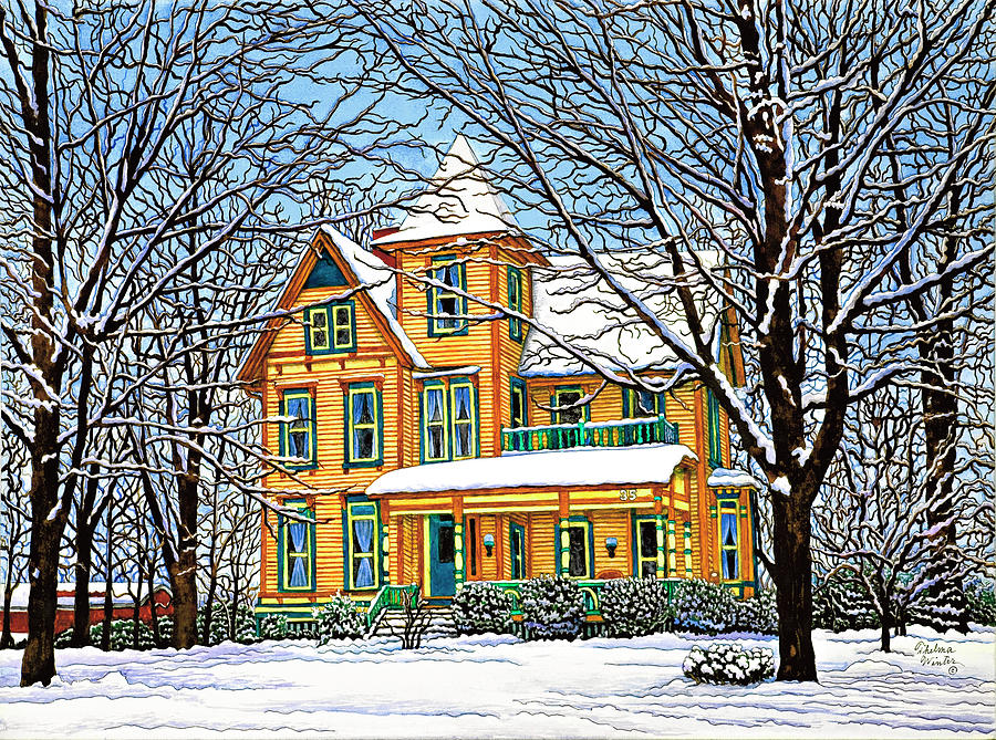 Victorian Home In Winter, Hamburg, Ny Painting by Thelma Winter