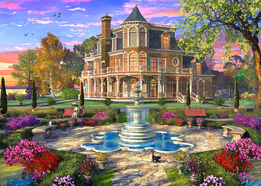Victorian Mansion Grounds Painting by MGL Meiklejohn Graphics Licensing