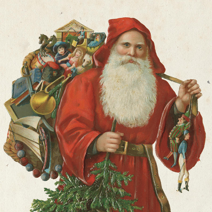 Christmas Painting - Victorian Santa IIi by Wild Apple Portfolio