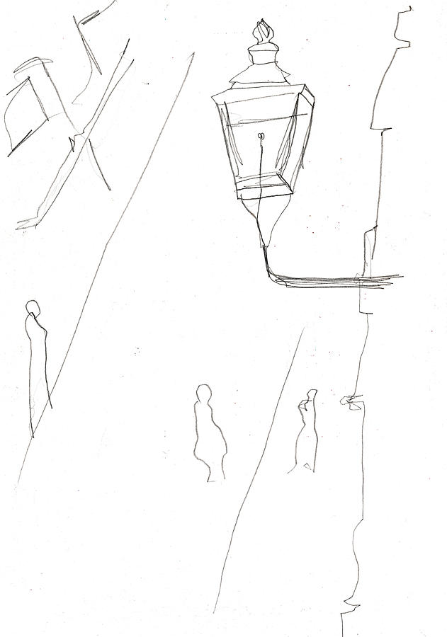 Victorian Street Lamp Drawing by Edgeworth Johnstone