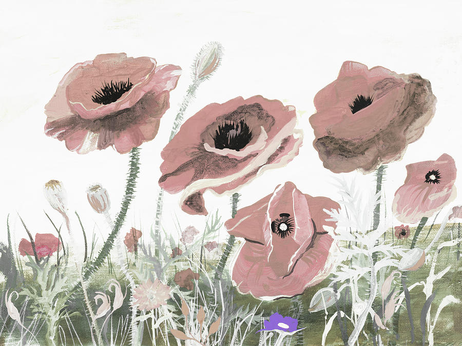 Poppy Painting - Victory Pink Poppies II by Robin Maria