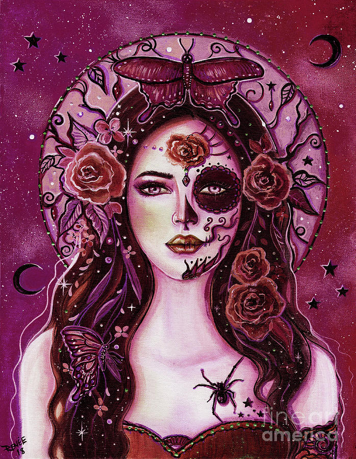 Butterfly Painting - Vida Y muerte red by Renee Lavoie