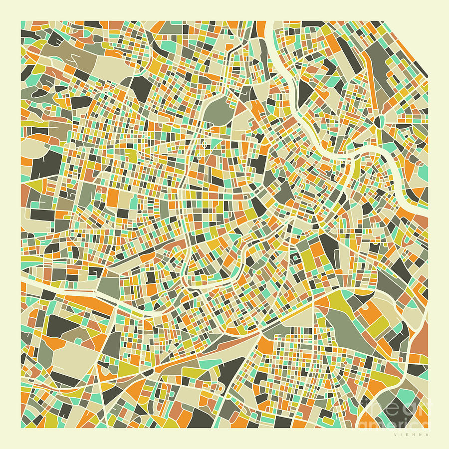 Vienna City Map Digital Art - Vienna Map 1 by Jazzberry Blue
