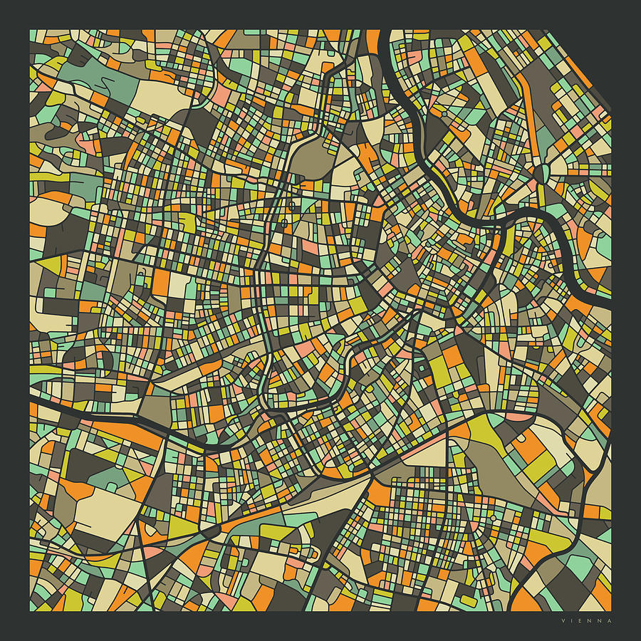 Vienna City Map Digital Art - Vienna Map 2 by Jazzberry Blue