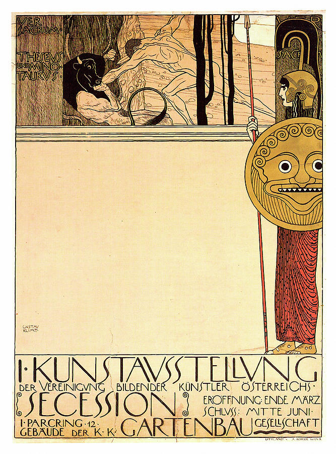 Vienna Secession, First Exhibition, poster Painting by Gustav Klimt ...