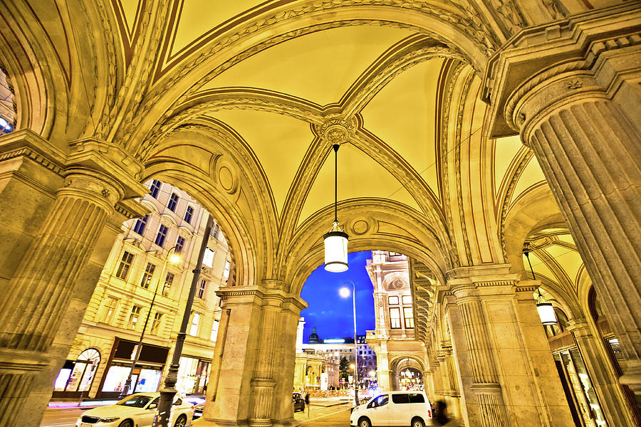 Vienna state Opera house arcades and evening street view Photograph by Brch Photography