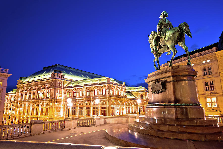 Vienna state Opera house square and architecture evening view Photograph by Brch Photography