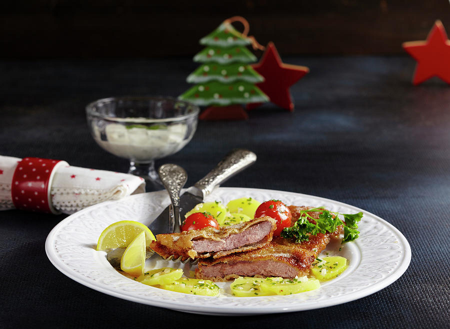Viennese Style Roast Beef With Potato Salad And Remoulade For Christmas Photograph by Teubner Foodfoto