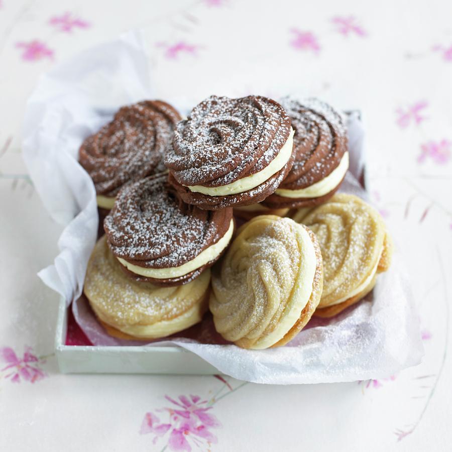 Viennese Whirls Dusted With Icing Sugar Photograph by Reavell, William