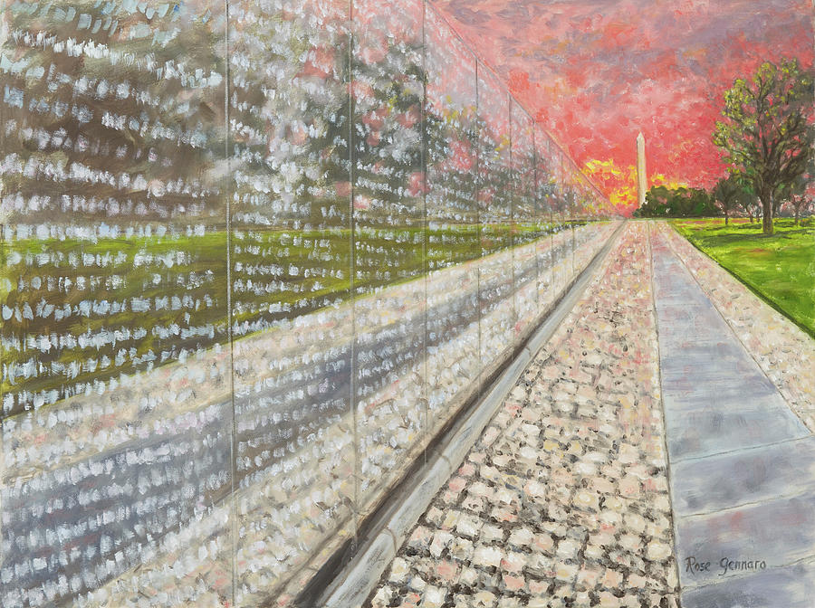 Vietnam Wall Painting - Sunrise at the Vietnam Wall by Rose Gennaro Vietnam Wall Painting - Sunrise at the Vietnam Wall by Rose Gennaro