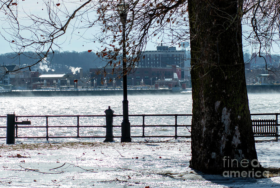 View across the Mississippi River Winter Photograph by Sandra Js