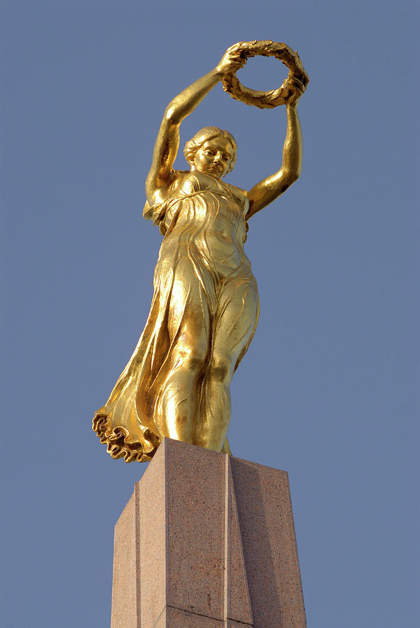 View At A Golden Statue, Memorial Gelle Fra, Luxembourg City ...