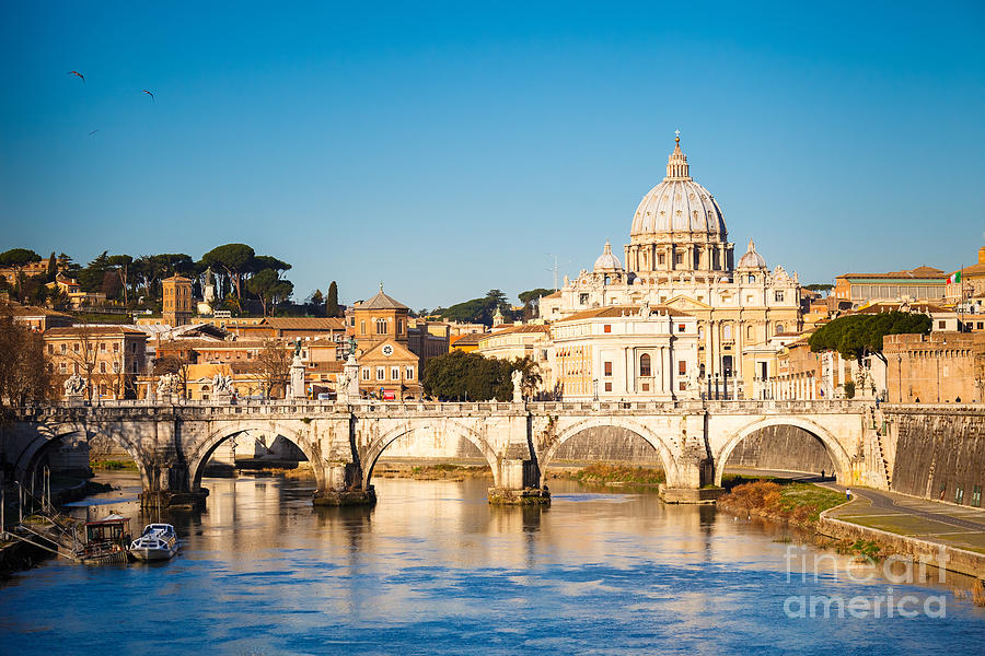 Symbol Photograph - View At Tiber And St. Peters Cathedral by S.borisov Symbol Photograph - View At Tiber And St. Peters Cathedral by S.borisov