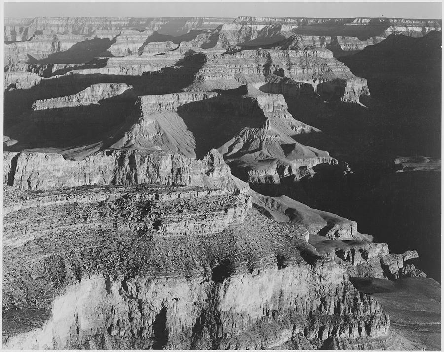View dark shadows to right high horizon Grand Canyon National Park Arizona. 1933 - 1942 Painting by Ansel Adams