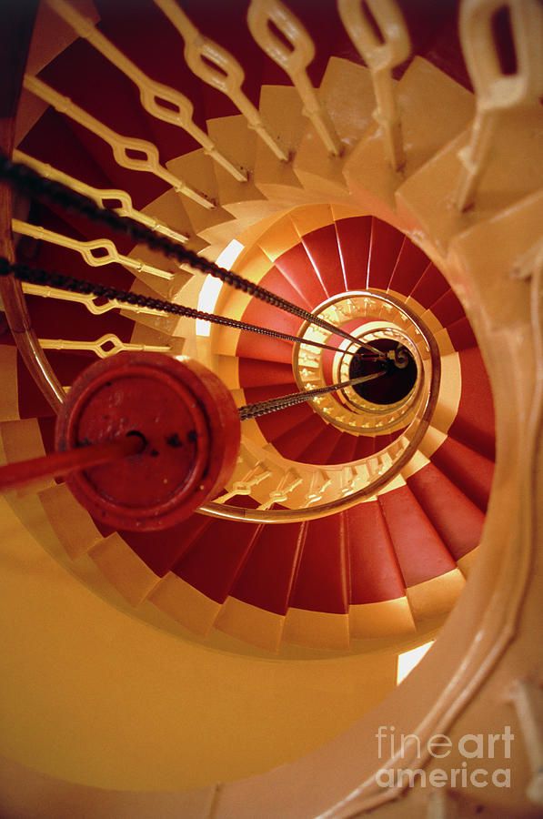 View Down Lighthouse Stairs Showing Lantern Weight Photograph by John Howard/science Photo Library