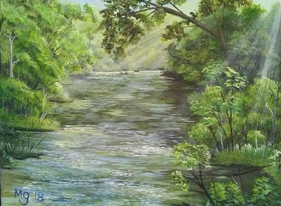 View from a canoe   Painting by Mindy Gibbs