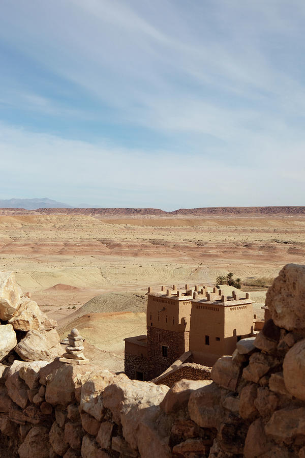 View From A Hill On The Kasbah Ait Ben Haddou And The Desert, Ait Ben Haddou, Morocco Photograph by Florian Stern