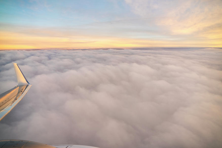 View From Airplane By Sunrise Over The Clouds In Valencia Photograph by Cavan Images