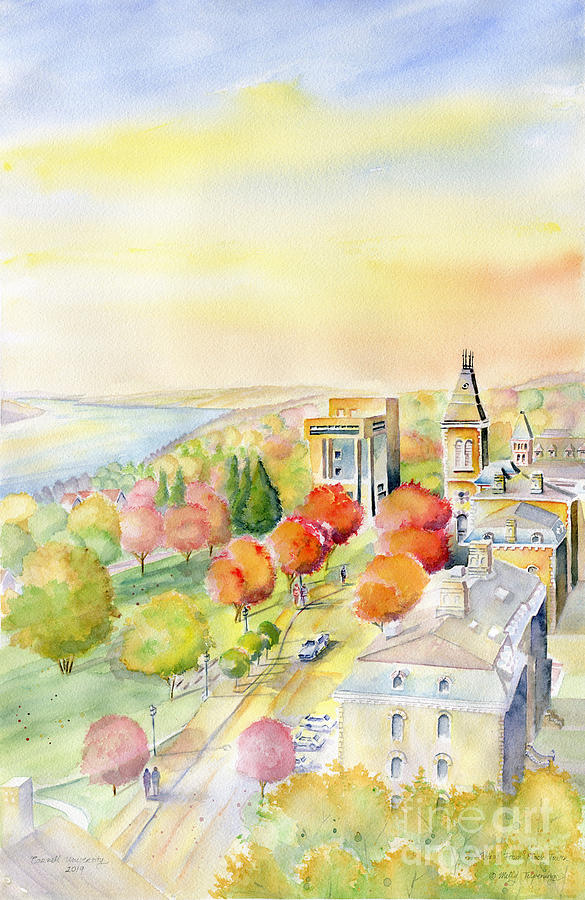 View From Clock Tower - Cornell University Painting by Melly Terpening