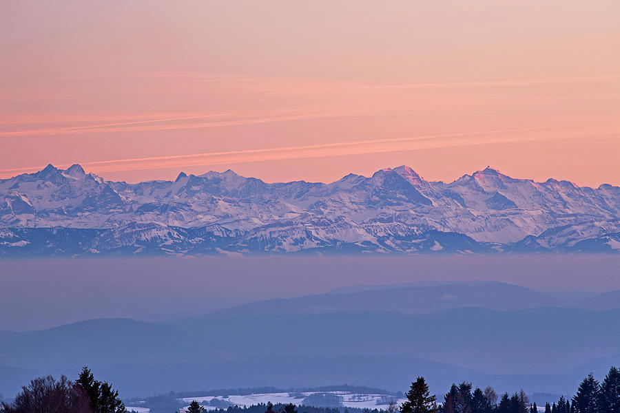 View From H Chenschwand To The Swiss Alps Finsterahorn 