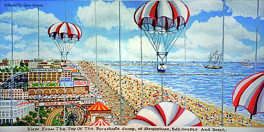 View From Parachute Jump Towel Version Painting by Bonnie Siracusa