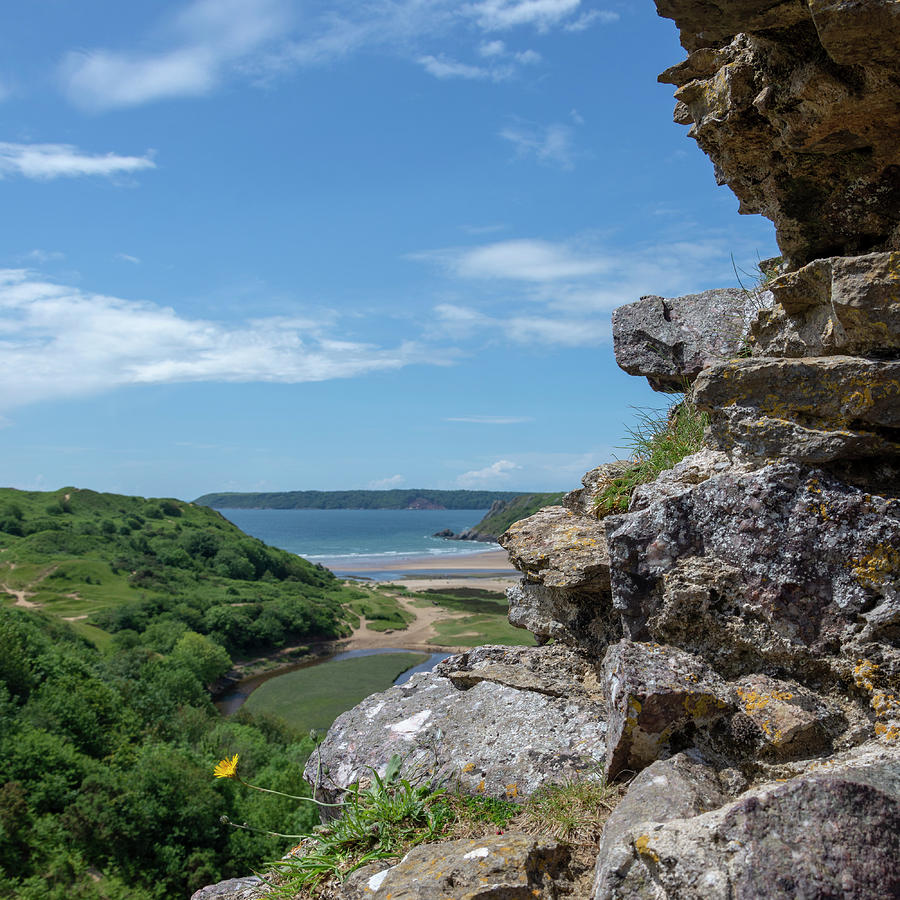 View from Pennard Castle square Photograph by Steev Stamford