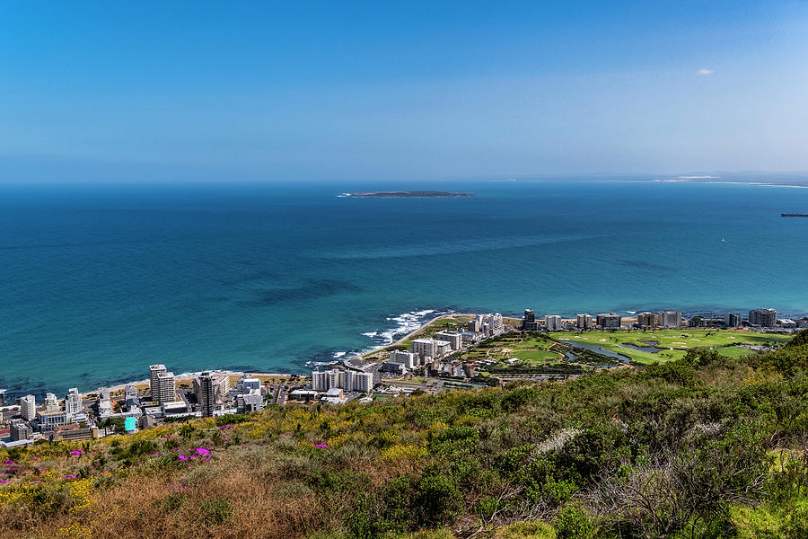 Summer Photograph - View From Signal Hill To Robben Island And Cape Town, South Africa, Africa by Arnt Haug