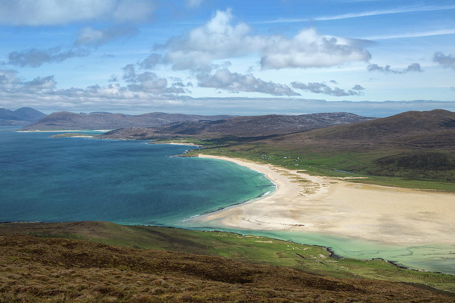 View From Summit Of Ceapabhal Over Sandy Beaches Of South Harris, Isle ...