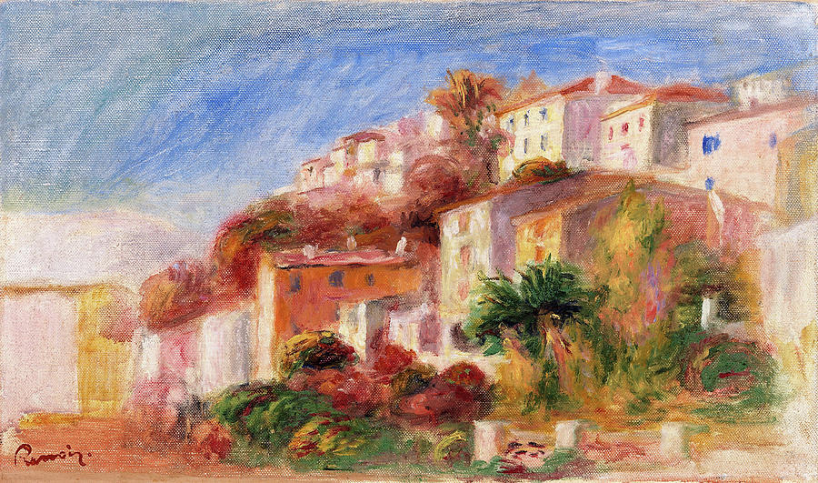 Cagnes Painting - View From The Garden Of The Post Office, Cagnes - Digital Remastered Edition by Pierre-Auguste Renoir Cagnes Painting - View From The Garden Of The Post Office, Cagnes - Digital Remastered Edition by Pierre-Auguste Renoir