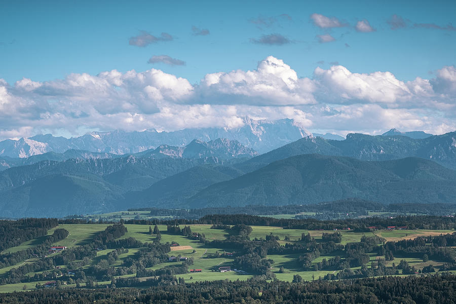View From The Hohen Peienberg To The Zugspitze, Upper Bavaria, Germany, Europe Photograph by Sonia Aumiller