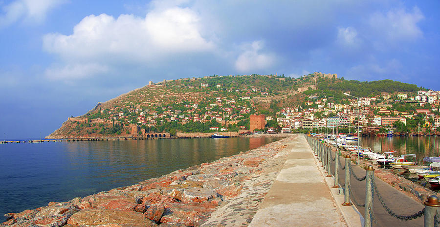 View from the lighthouse to the harbor of Alanya Photograph by Sun Travels