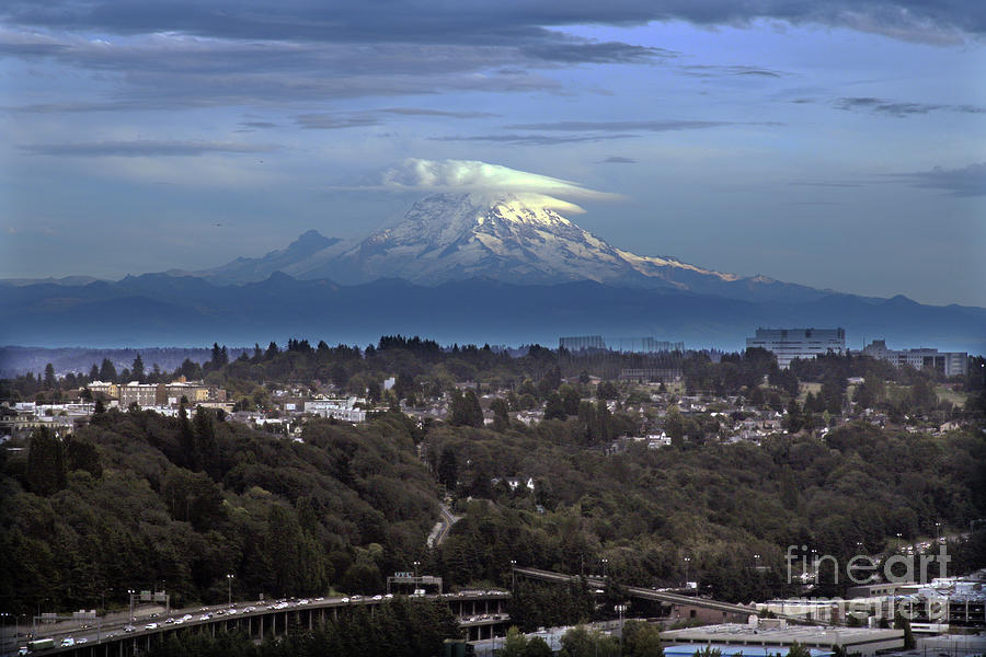 View from the Smith Tower - facing southeast towards Mount Rainier by Mr Pat Hathaway Archives View from the Smith Tower - facing southeast towards Mount Rainier by Mr Pat Hathaway Archives
